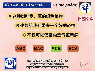HSK4 - Xếp cụm từ thành câu 1 - Đề mô phỏng