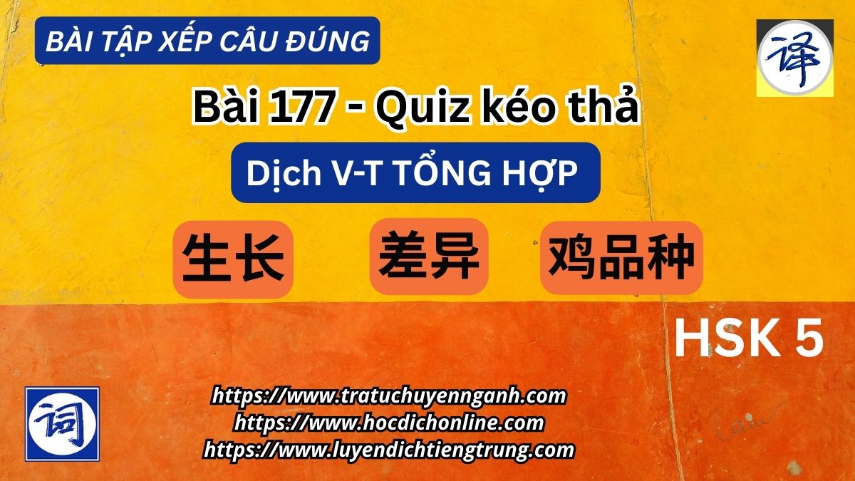 Bài tập xếp câu 177-Dịch V-T tổng hợp- HSK5